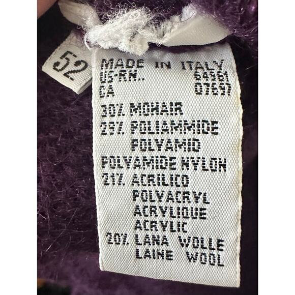 Vintage UNITED COLORS OF BENETTON Purple Wool-Mohair Cardigan Sweater - XL - Picture 4 of 4